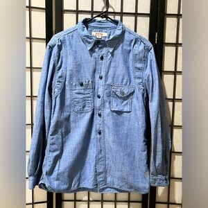 BIRDWELL BEACH BRITCHES Light Blue Denim Shirt - Classic Button-Up MENS SIZE M